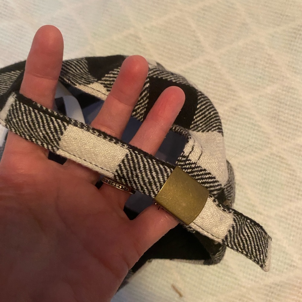 Baseball cap Black and White Buffalo check, light flannel. New - Picture 2 of 4
